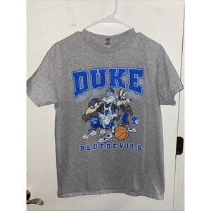 Vintage‎ Gildan Duke Blue Devils Looney Tunes Graphic T-shirt Gray M Basketball